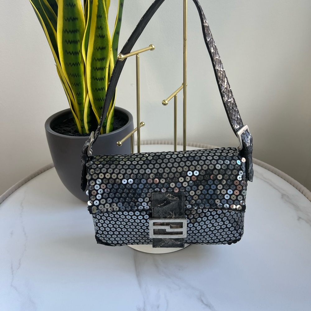 Sequin Shoulder Bag - Black